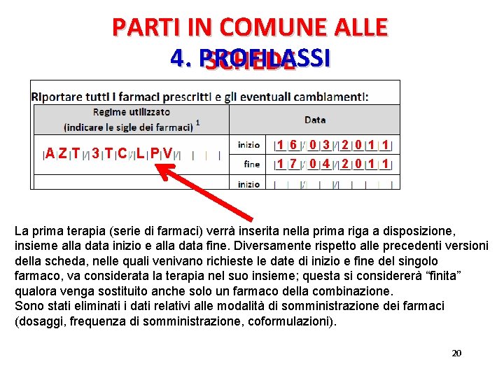 PARTI IN COMUNE ALLE 4. PROFILASSI SCHEDE AZT 3 T C L PV 1 PARTI IN COMUNE ALLE 4. PROFILASSI SCHEDE AZT 3 T C L PV 1