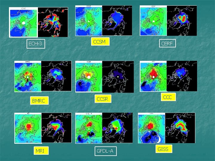 ECH-3 BMRC MRI CCSM CCSR GFDL-A CERF CCC GISS 