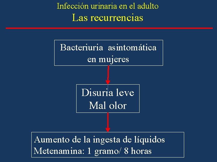 Infección urinaria en el adulto Las recurrencias Bacteriuria asintomática en mujeres Disuria leve Mal Infección urinaria en el adulto Las recurrencias Bacteriuria asintomática en mujeres Disuria leve Mal