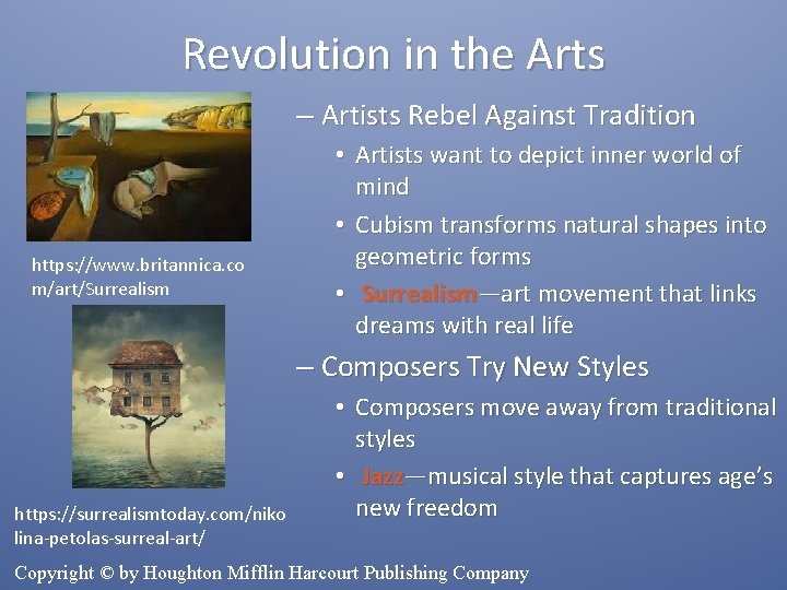 Revolution in the Arts – Artists Rebel Against Tradition https: //www. britannica. co m/art/Surrealism