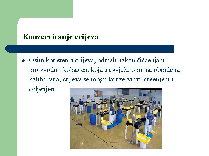 Konzerviranje crijeva l Osim korištenja crijeva, odmah nakon čišćenja u proizvodnji kobasica, koja su