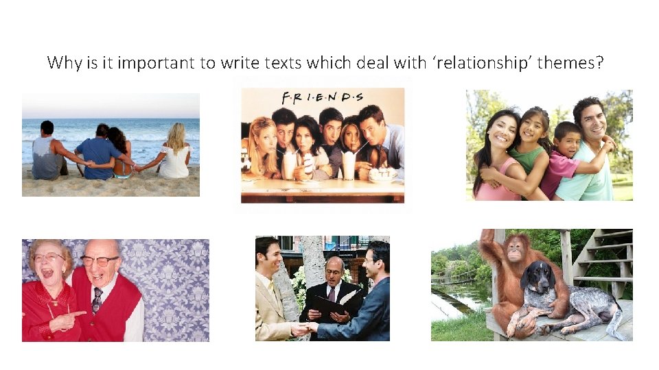 Why is it important to write texts which deal with ‘relationship’ themes? 