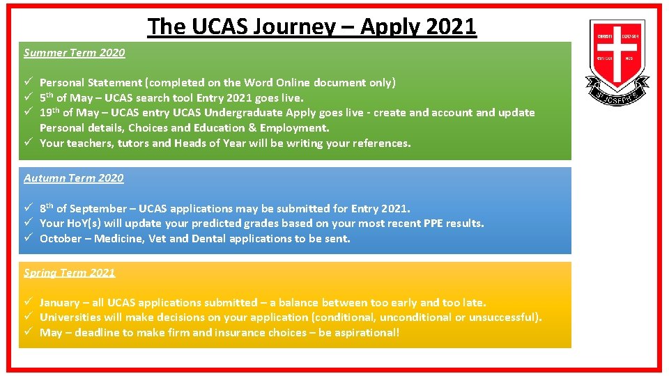 The UCAS Journey – Apply 2021 Summer Term 2020 Personal Statement (completed on the