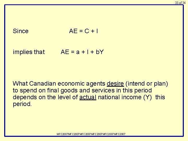 33 of 56 Since implies that AE = C + I AE = a