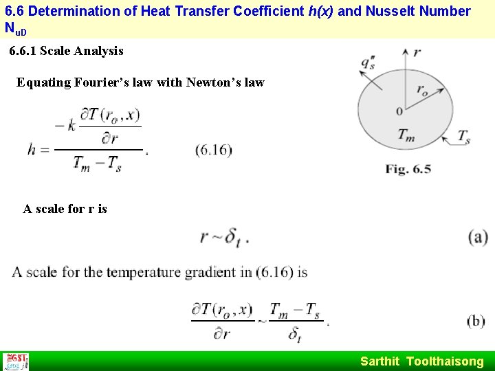 6. 6 Determination of Heat Transfer Coefficient h(x) and Nusselt Number Nu. D 6.