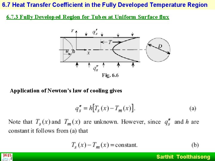6. 7 Heat Transfer Coefficient in the Fully Developed Temperature Region 6. 7. 3
