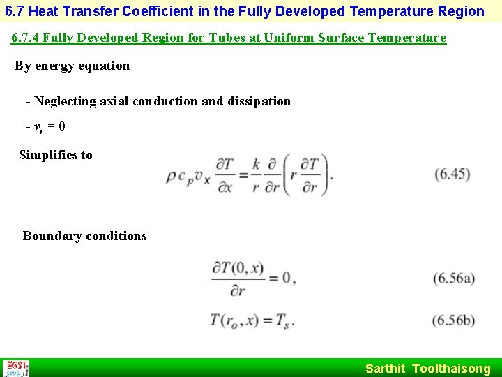 6. 7 Heat Transfer Coefficient in the Fully Developed Temperature Region 6. 7. 4