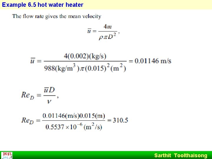 Example 6. 5 hot water heater Sarthit Toolthaisong 