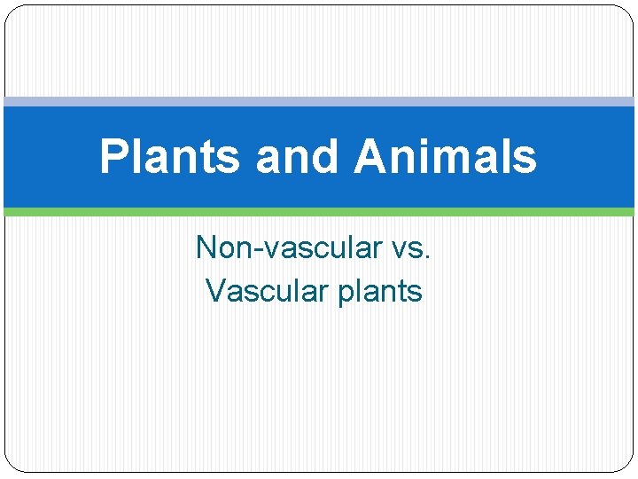 Plants and Animals Non-vascular vs. Vascular plants 