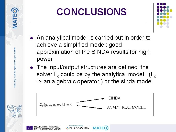 CONCLUSIONS l l An analytical model is carried out in order to achieve a