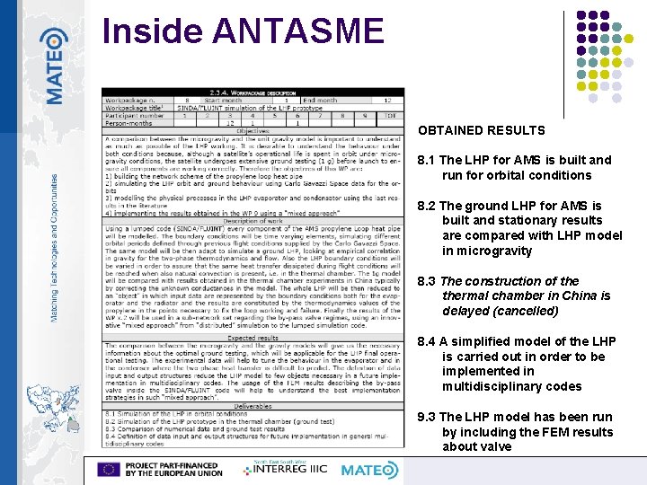 Inside ANTASME OBTAINED RESULTS 8. 1 The LHP for AMS is built and run