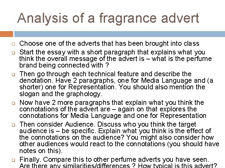 Analysis of a fragrance advert q q q Choose one of the adverts that Analysis of a fragrance advert q q q Choose one of the adverts that