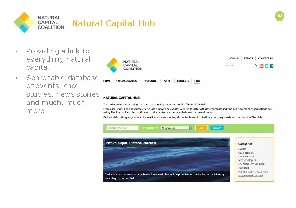 Natural Capital Hub • • Providing a link to everything natural capital Searchable database