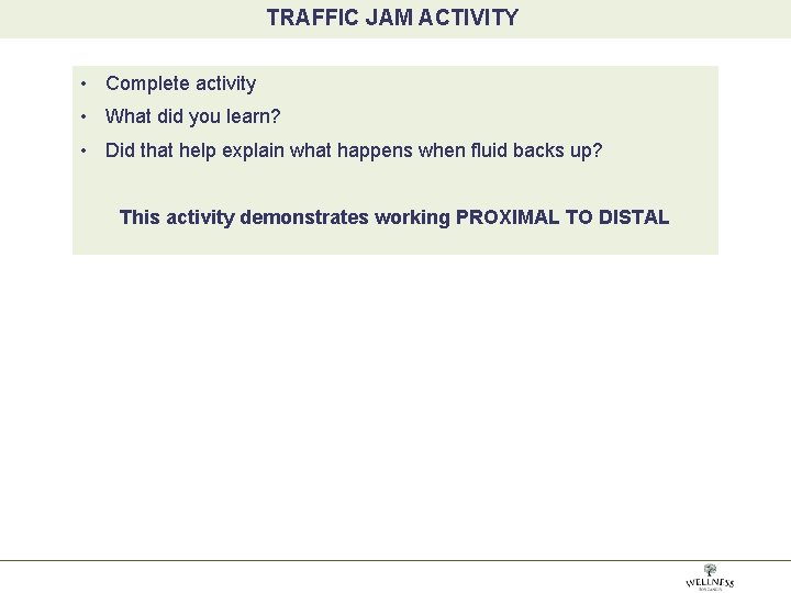 TRAFFIC JAM ACTIVITYPOSITION YOUR FOCUS: SITE, PRESSURE, • Complete activity • What did you