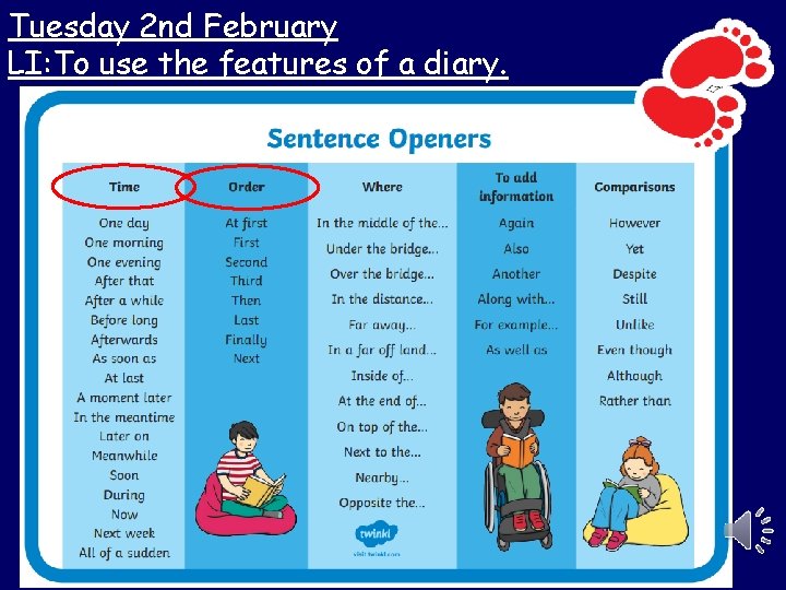 Tuesday 2 nd February LI: To use the features of a diary. 