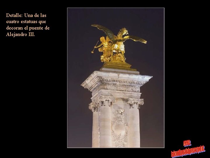 Detalle: Una de las cuatro estatuas que decoran el puente de Alejandro III. 