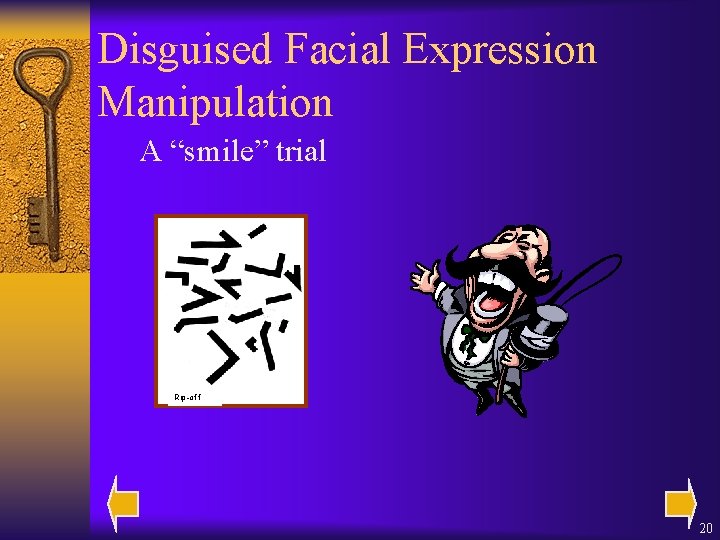Disguised Facial Expression Manipulation A “smile” trial Rip-off 20 