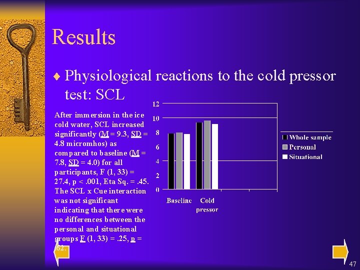 Results ¨ Physiological reactions to the cold pressor test: SCL After immersion in the