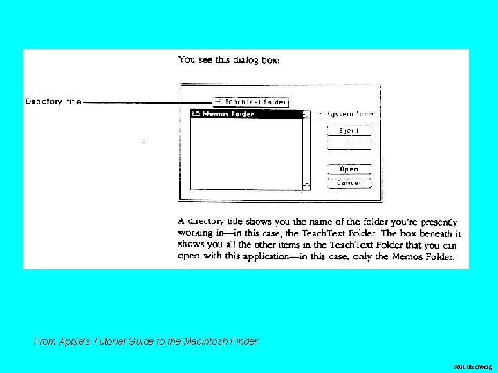 From Apple’s Tutorial Guide to the Macintosh Finder Saul Greenberg 