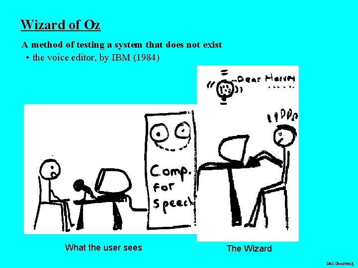 Wizard of Oz A method of testing a system that does not exist •