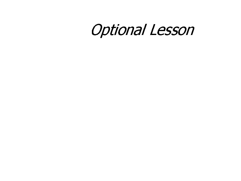 Optional Lesson 