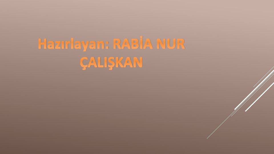 Hazırlayan: RABİA NUR ÇALIŞKAN 