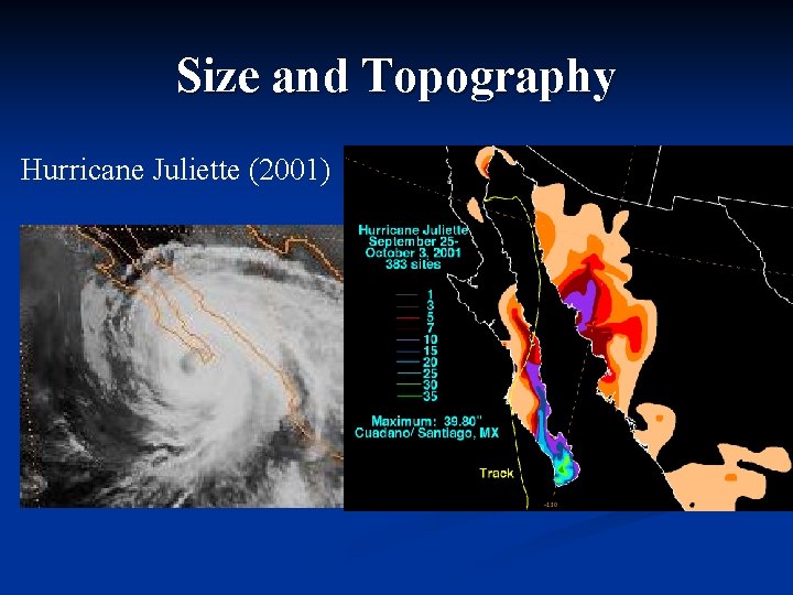 Size and Topography Hurricane Juliette (2001) 