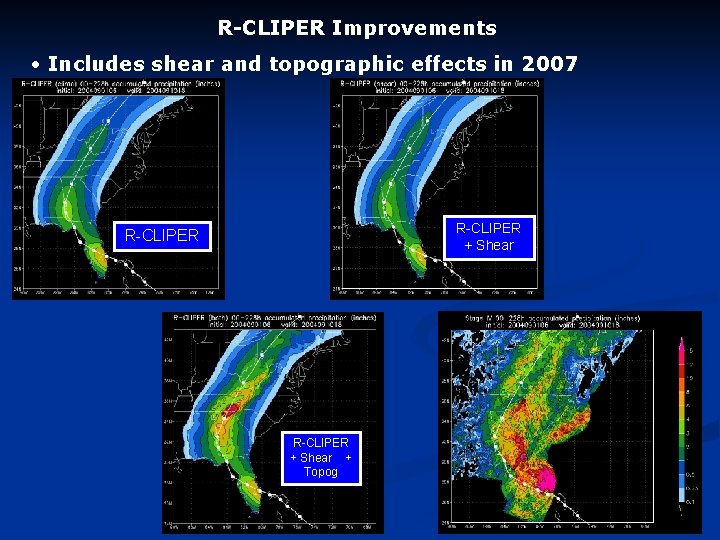 R-CLIPER Improvements Includes shear and topographic effects in 2007 R-CLIPER + Shear + Topog