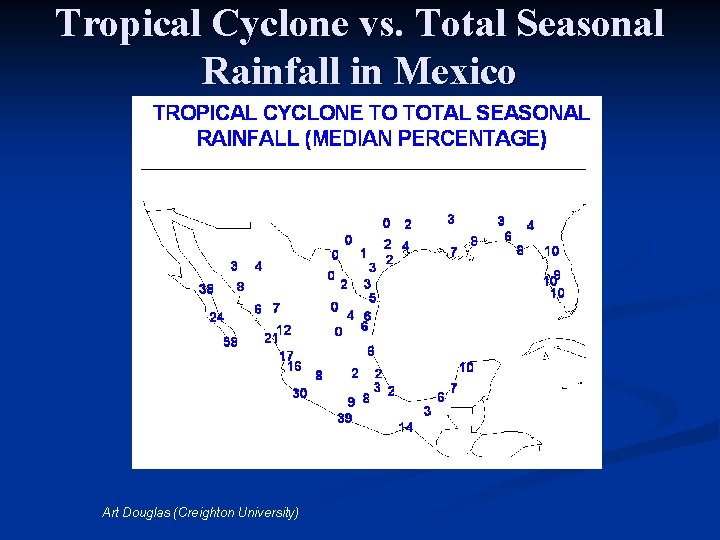 Tropical Cyclone vs. Total Seasonal Rainfall in Mexico Art Douglas (Creighton University) 