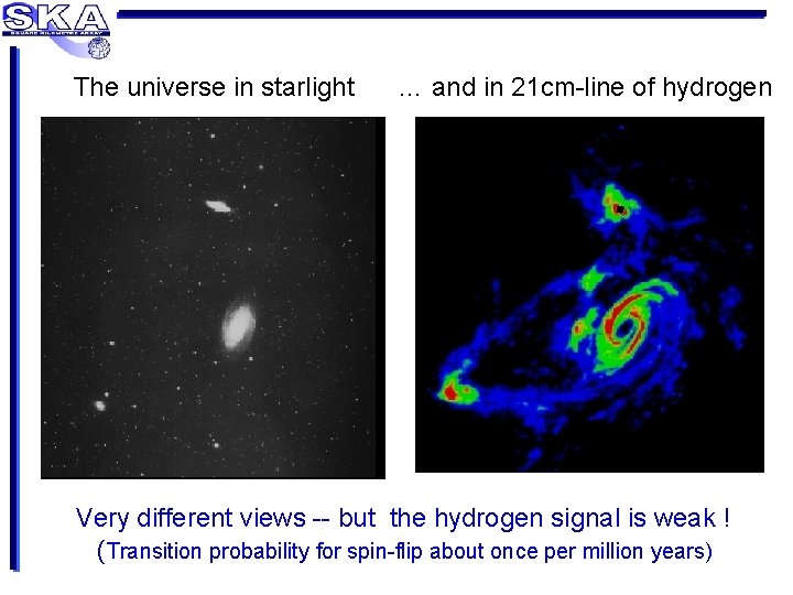 The universe in starlight … and in 21 cm-line of hydrogen Very different views