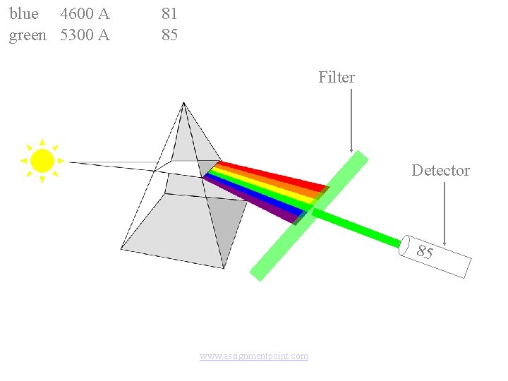 blue 4600 A green 5300 A 81 85 Filter Detector 85 www. assignmentpoint. com