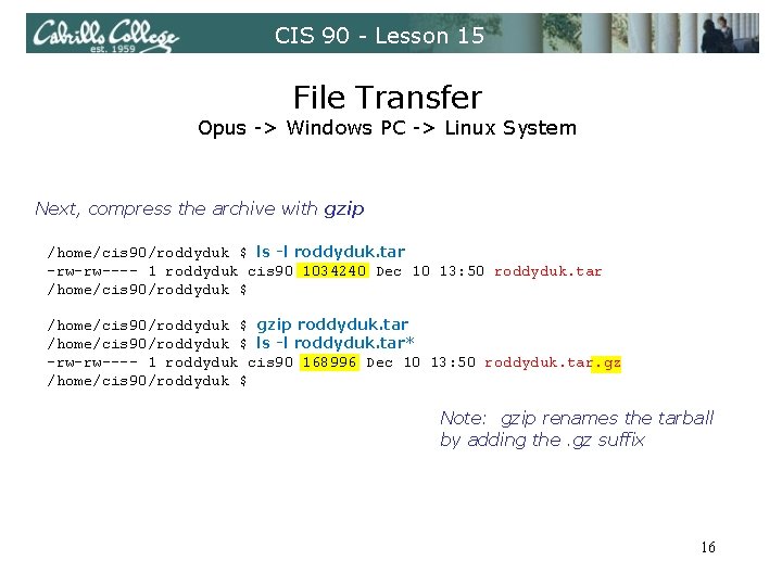 CIS 90 - Lesson 15 File Transfer Opus -> Windows PC -> Linux System