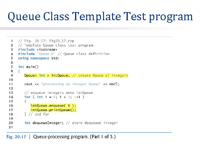 Queue Class Template Test program 