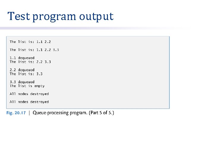 Test program output 