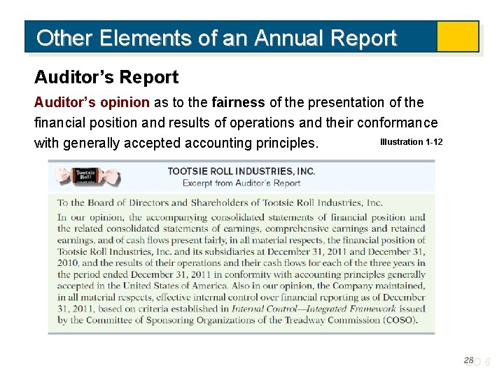 Other Elements of an Annual Report Auditor’s opinion as to the fairness of the