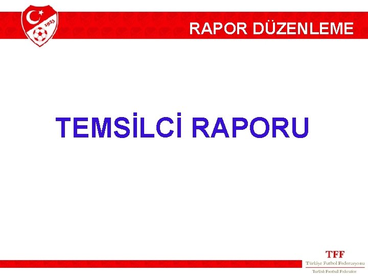 RAPOR DÜZENLEME TEMSİLCİ RAPORU 