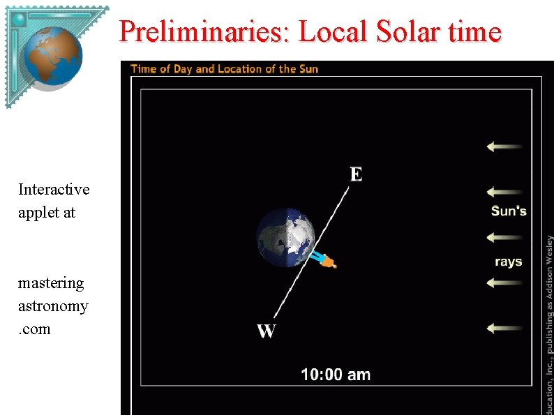 Preliminaries: Local Solar time Interactive applet at mastering astronomy. com 