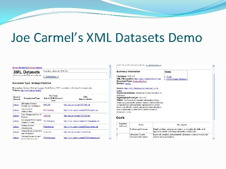 Joe Carmel’s XML Datasets Demo 