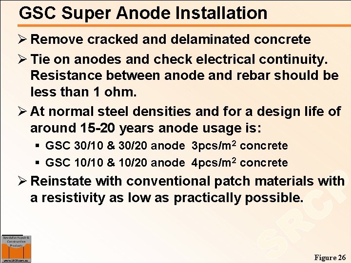 GSC Super Anode Installation Ø Remove cracked and delaminated concrete Ø Tie on anodes