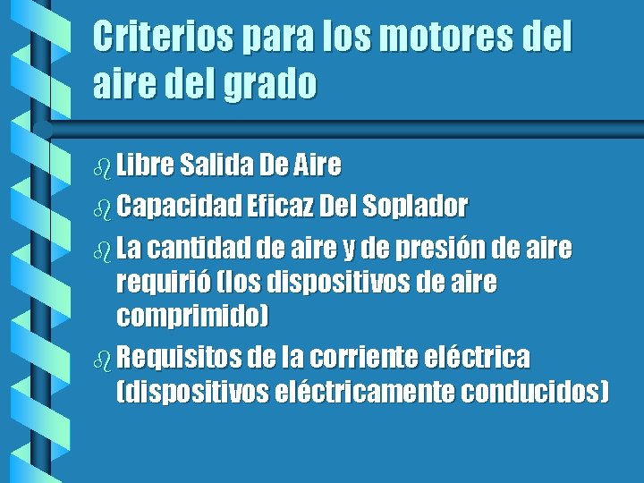 Criterios para los motores del aire del grado b Libre Salida De Aire b