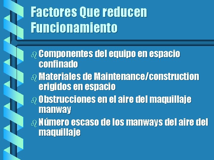 Factores Que reducen Funcionamiento b Componentes del equipo en espacio confinado b Materiales de