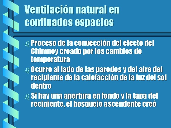 Ventilación natural en confinados espacios b Proceso de la convección del efecto del Chimney