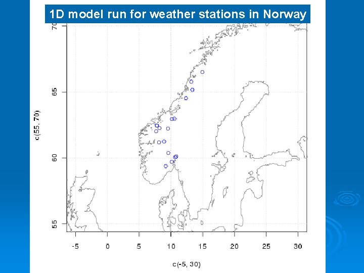 1 D model run for weather stations in Norway 