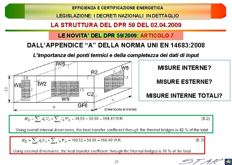 EFFICIENZA E CERTIFICAZIONE ENERGETICA LEGISLAZIONE: I DECRETI NAZIONALI IN DETTAGLIO LA STRUTTURA DEL DPR