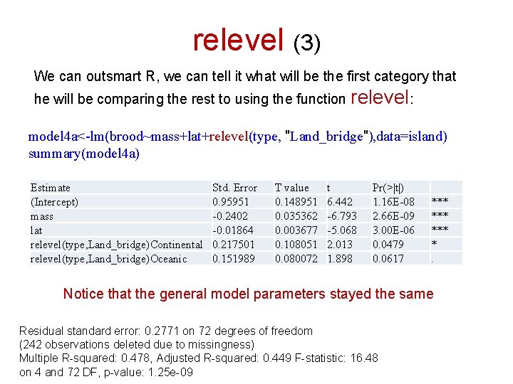 relevel (3) We can outsmart R, we can tell it what will be the