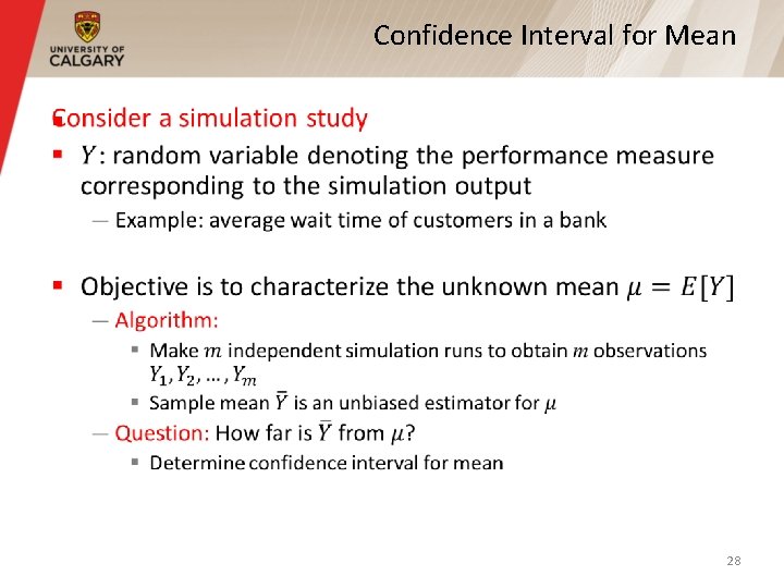 Confidence Interval for Mean § 28 