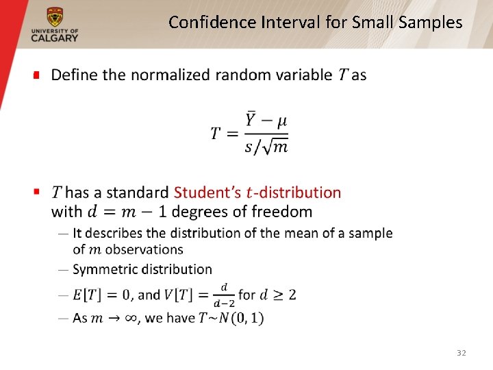 Confidence Interval for Small Samples § 32 