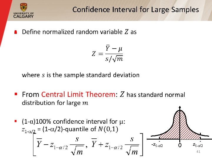 Confidence Interval for Large Samples § -z 1 -a/2 0 z 1 -a/2 41