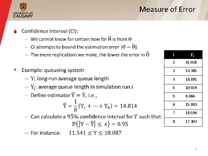 Measure of Error § 1 15. 028 2 13. 385 3 18. 891 4