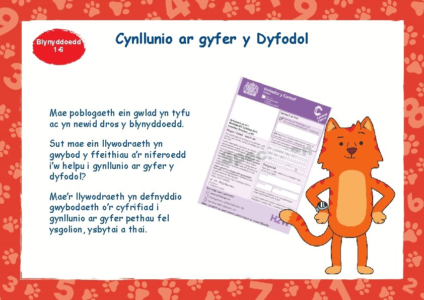 Blynyddoedd 1 -6 Cynllunio ar gyfer y Dyfodol Mae poblogaeth ein gwlad yn tyfu